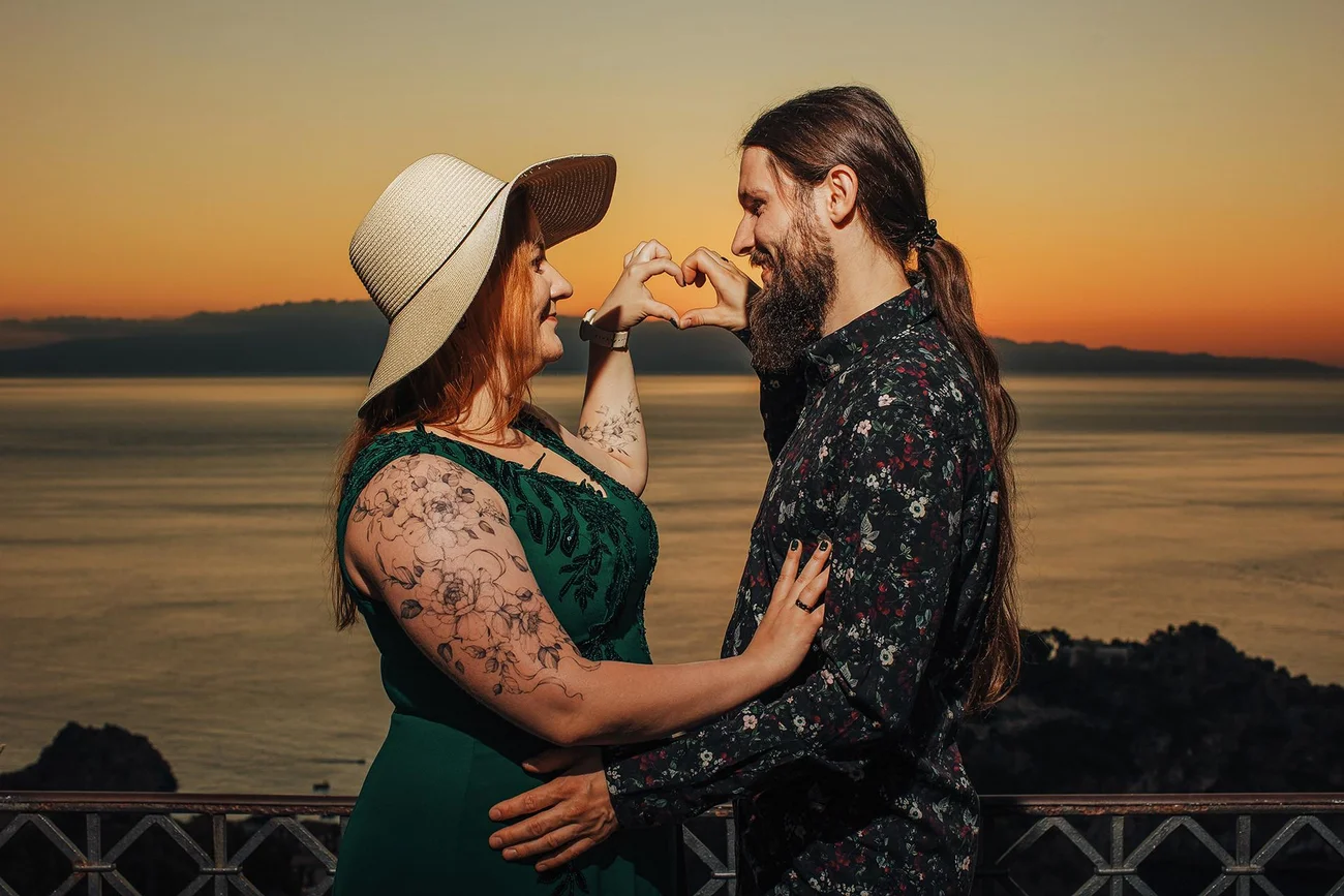 Plener w Taorminie o wschodzie słońca