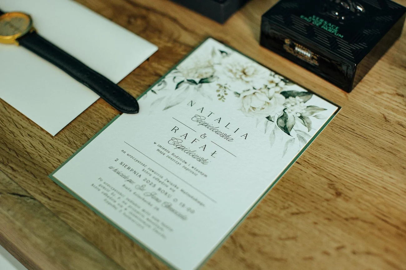 Zaproszenie na ślub Natalii i Rafała - detale papeterii ślubnej